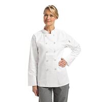 Whites Ladies Chef Jacket with Reversible Fastening Sleeve in White - M