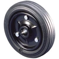 Rubber tyred wheel with pressed steel centre - medium duty