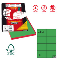 Etichette adesive C/512 - in carta - permanenti - 105 x 74,25 mm - 8 et/fg - 100 fogli - verde - Markin