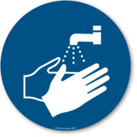 Hände Waschen, EN ISO 7010, M011, Gebotsaufkleber, 10 cm, aus Premium-Aufkleber blasenfrei, mit UV-Schutz