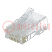 Plug; RJ45; PIN: 8; Cat: 6; Layout: 8p8c; for cable; IDC,crimped
