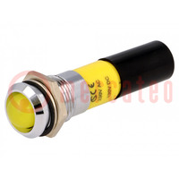 Indicator: LED; recessed; yellow; 230VAC; Ø14.2mm; IP67; metal