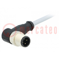 Connector: M12; stekker; PIN: 4; mannelijk; 0,5m; Isolatie: PVC