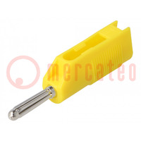 Plug; 4mm banana; 30A; 33VAC; 60VDC; yellow; 3mΩ; 2.5mm2; screw type