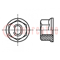 Nut; with flange; hexagonal; M6; 1; steel; Plating: zinc; 10mm