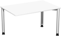 SoftForm-Verkettungs-Schreibtisch, Weiß, Gestell in alusilber. HxBxT 680 - 820 x 1200 x 800 mm | GF1437-01
