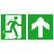Rettungsschild nachleuchtend, Rettungsweg (Kombischild), Alu, 40x20 cm DIN EN ISO 7010 E002 + Zusatzzeichen ASR A1.3 E002 + Zusatzzeichen
