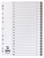 Ordnerregister 1-20 A4 Polypropylen grau Indexblatt Q-CONNECT KF01919