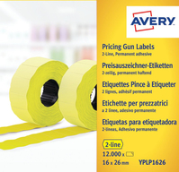 Avery YPLP1626 étiquette auto-collante Etiquette prix Permanent Jaune 12000 pièce(s)