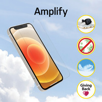 OtterBox Amplify Anti-Microbial iPhone 12 mini - Clear - Protector de Pantalla de Cristal Templado