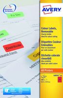 Avery Coloured Labels Removable Laser 24 per Sheet 63.5x33.9mm Red Ref L6034-20 [480 Labels]