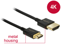 Kabel High Speed HDMI mit Ethernet - HDMI-A Stecker an HDMI Mini-C Stecker 3D 4K 1,5 m Slim Premium,