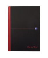 Black n Red A4 Casebound Hard Cover Notebook Plain 160 Pages Black/Red (Pack 5)