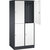 Armario guardarropa de acero de dos pisos INTRO, A x P 820 x 600 mm, 4 compartimentos, cuerpo gris negruzco, puertas en blanco puro.