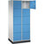 Armario de compartimentos bajo llave de acero INTRO, altura de compartimento 345 mm, A x P 820 x 600 mm, 10 compartimentos, cuerpo gris luminoso, puertas en azul luminoso.