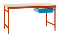 Komplett-Beistelltisch BASIS stationär mit Melamin-Platte + Einzelschubfach, BxTxH: 1250 x 800 x 780 mm | BBK5241.2001