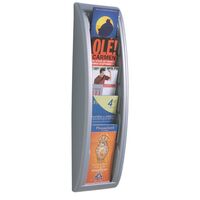 Wall mounted literature dispenser system - 5 x ? A4 pockets, silver