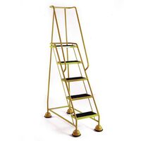 Mobile platform steps with cup feet and full handrail 5 tread in yellow