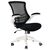 Medium height mesh back office chair with fold up arms and white frame, black mesh
