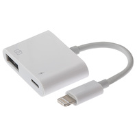 Lightning Connector Camera Download Adapter USB-A + Lightning Charg Port