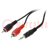 Cable; Jack 3.5mm plug,RCA plug x2; 10m; black