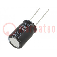 Capacitor: electrolytic; THT; 120uF; 160VDC; Ø16x25mm; Pitch: 7.5mm