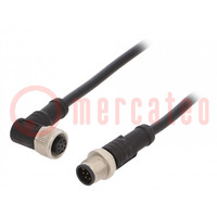 Cable: for sensors/automation; PIN: 8; M12-M12; 1m; plug; plug; 30V