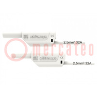 Cable de prueba; 32A; enchufe de banana 4mm,ambos lados; blanco