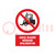 Znak bezpieczeństwa; zakazu; PVC; W: 200mm; H: 300mm