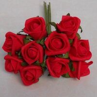 Artificial Colourfast Cottage Rose Bud Bunch - 24cm, Red
