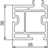 Produktbild zu Unterbauprofil KS 35, 6000 mm, Kunststoff grau