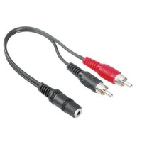 Hama 2 RCA Plugs - 3.5 mm Jack Socket, Stereo audio kabel 0,5 m Zwart
