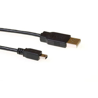 ACT USB 2.0 cable, A - 5 pin Mini B 5.0m cable USB 5 m USB A Mini-USB B Negro