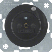 Berker Steckdose mit Schutzkontaktstift und Kontroll-LED R.1/R.3 schwarz, glänzend