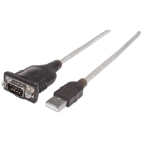 Manhattan 205153 seriële kabel Zwart, Transparant 0,45 m USB A Serial/COM/RS232/DB9