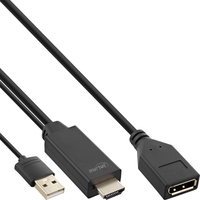 InLine 17168P video kabel adapter 0,3 m HDMI Type A (Standaard) DisplayPort Zwart