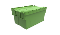 Mehrwegbehälter Stapelbehälter Transportbehälter mit Klappdeckel, 600x400x250mm LxBxH, Grün-Grün, VE 5 Stück