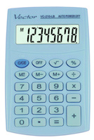 Kalkulator kieszonkowy VECTOR KAV VC-210III, 8- cyfrowy ,64x98,5mm, jasnoniebieski