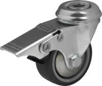 Produkt Bild von Lenkrolle Bremse Stahl Rückenloch 50mm Rad Grau Thermoplastisch Gummi. Traglast 40 Kg