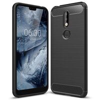 NALIA Case compatible with Nokia 7.1 2018, Carbon-Look Protective Smart-Phone Back-Cover Rubber Etui, Ultra-Thin Shockproof Soft Skin Silicone Slim-Fit Bumper, Flexible Rugged P...