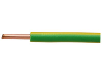 PVC-Schaltdraht, H05V-U, 1,0 mm², AWG 18, grün/gelb, Außen-Ø 2,6 mm