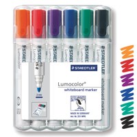 Staedtler Lumocolor Whiteboard Marker Bullet Tip 2mm Line Assorted Colours (Pack 6)