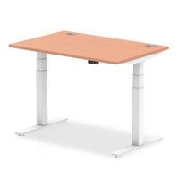 Dynamic Air 1200 x 800mm Height Adjustable Desk Beech Top Cable Ports White Leg HA01101