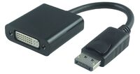 Displayport v1.2 to DVI M-F DVI-I 24+5, Dual link 0.15m Passive, Black, Resolution : 1920x1200 / 1080P (Full HD) DisplayPort Adapter
