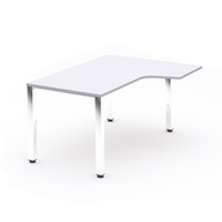 MESA DE OFICINA SERIE EXECUTIVE CON FORMA DE L DERECHA 160X120 CROMADA / BLANCO