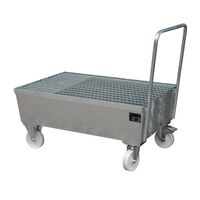 Mobile steel sump tray with edge profiles