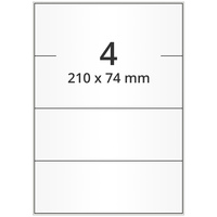 Universaletiketten 210 x 74 mm, 2.000 Haftetiketten weiß auf DIN A4 Bogen, Papier permanent