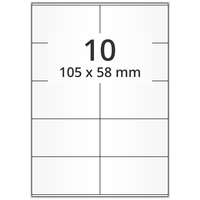 Universaletiketten 105 x 58 mm, 5.000 Haftetiketten weiß auf DIN A4 Bogen, Papier permanent