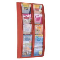 Wall mounted coloured leaflet dispensers - 8 x ? A4 pockets, red