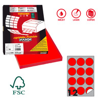 Etichette adesive tonde R/310 - in carta - permanenti - diametro 60 mm - 12 et/fg - 100 fogli - rosso fluo - Markin